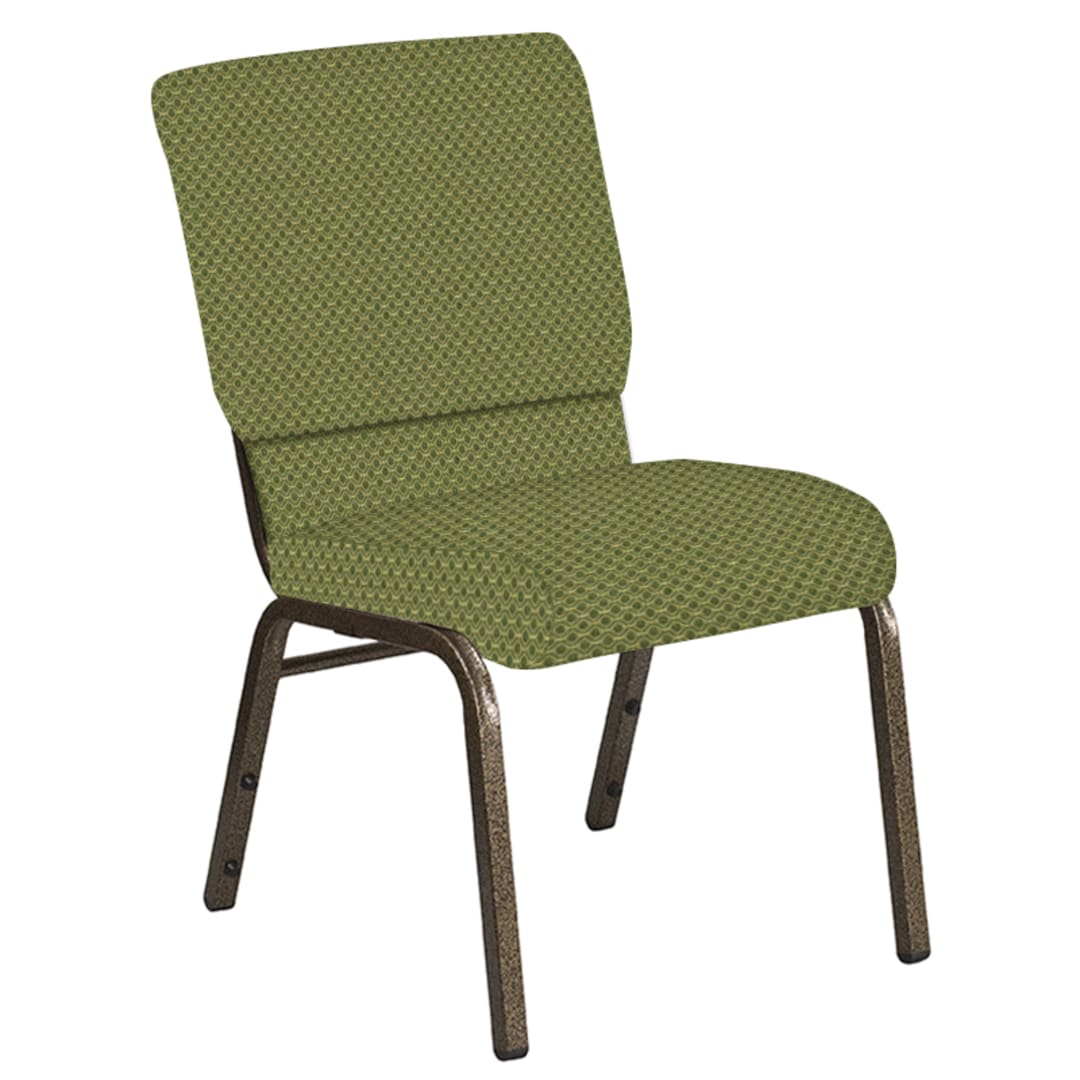 18.5''W Church Chair in Canterbury Olive Fabric - Gold Vein Frame