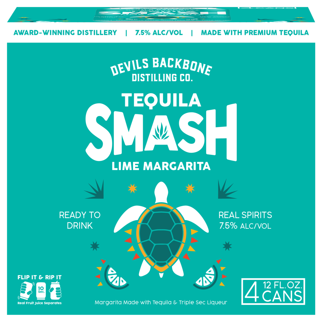 Devil's Backbone Distilling Company Tequila Smash Lime Margarita 7.5%, 4 Pack, 12 fl oz Cans
