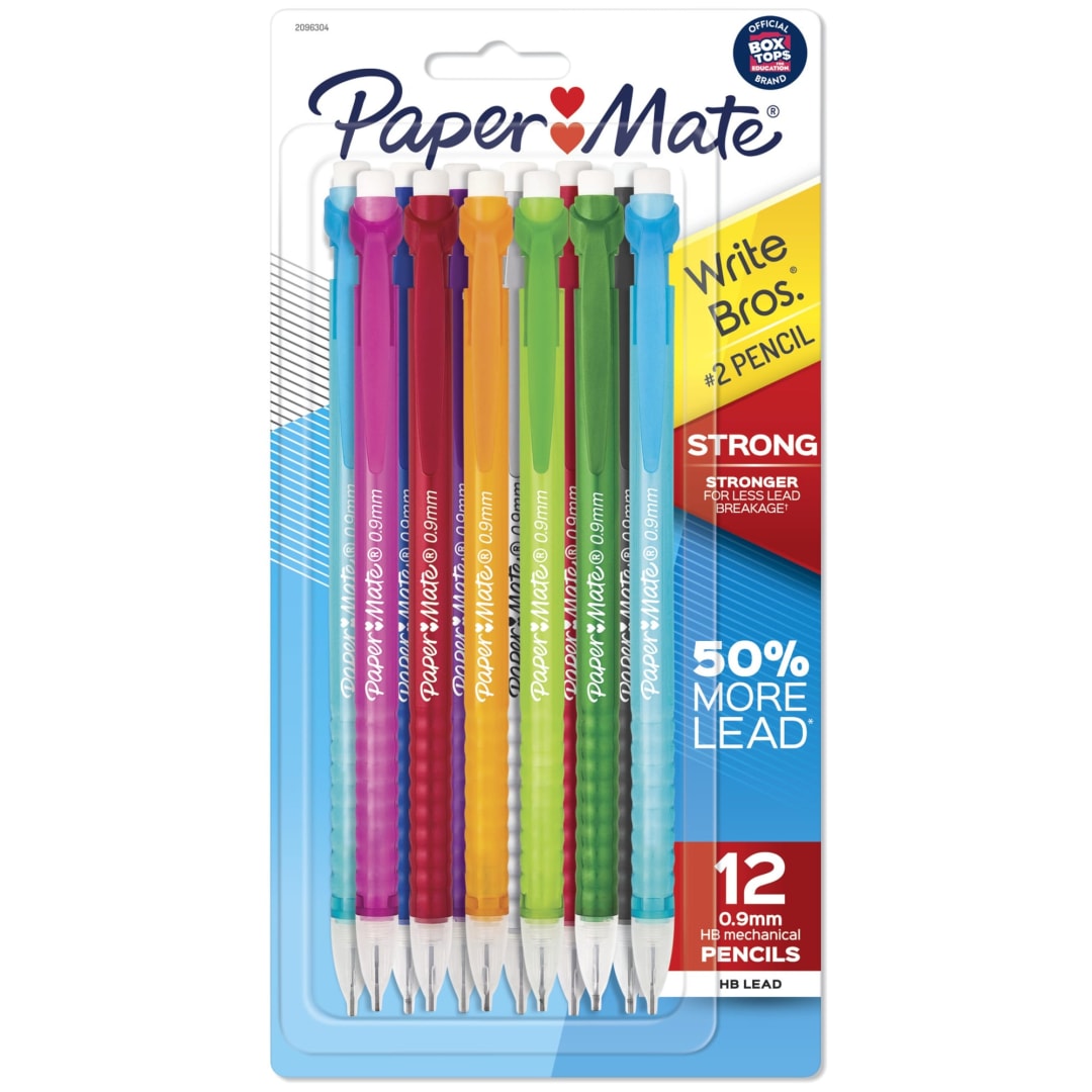 Paper Mate® Mechanical Pencils, Write Bros. Strong #2 Pencil for Less Lead Breakage, 0.9mm, 12 Count
