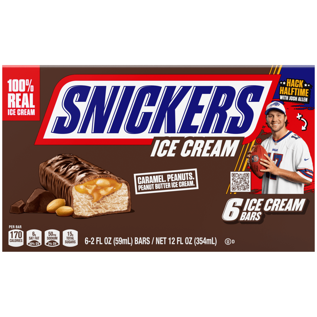 SNICKERS Ice Cream, Chocolatey Caramel Peanut Butter Ice Cream Bars Individually Wrapped Dessert, 6 Pack, 2 Oz Bars