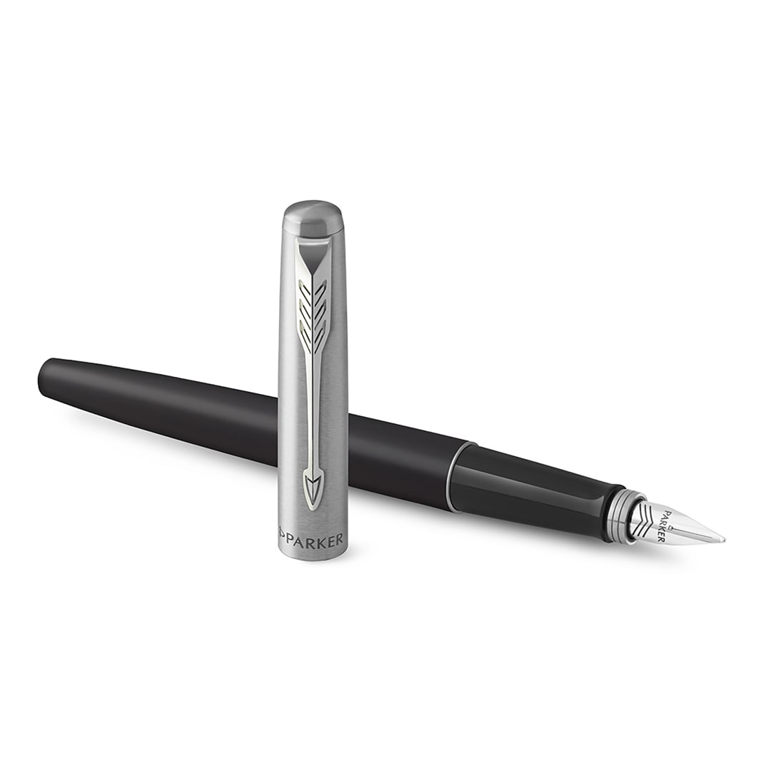 Parker Jotter Pluma estilográfica | Bond Street Black | Plumín mediano y Tinta azul | Estuche de regalo