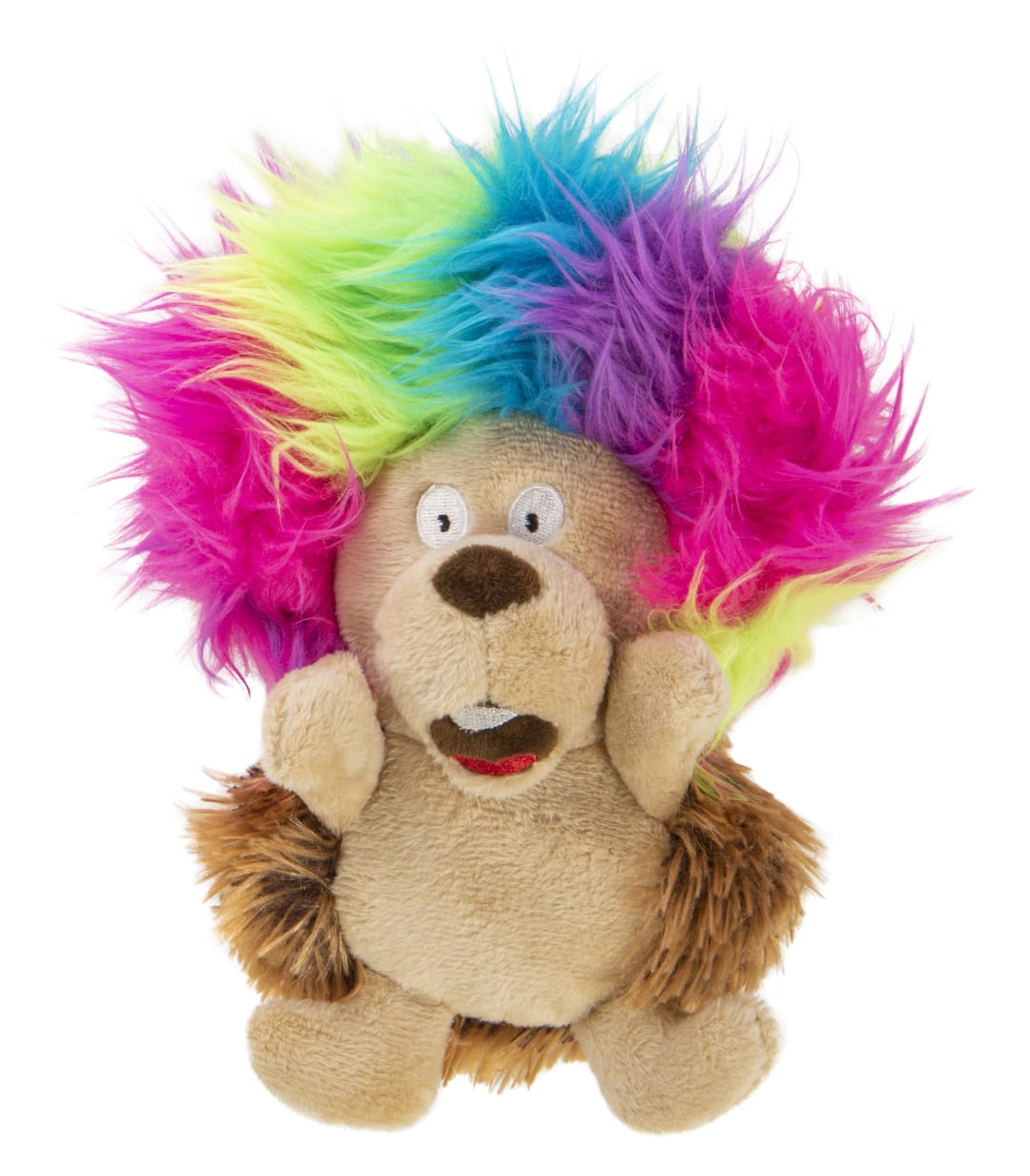 goDog Crazy Hairs Hedgehog Silent Squeak Plush Dog Toy With Chew Guard Technology, Large