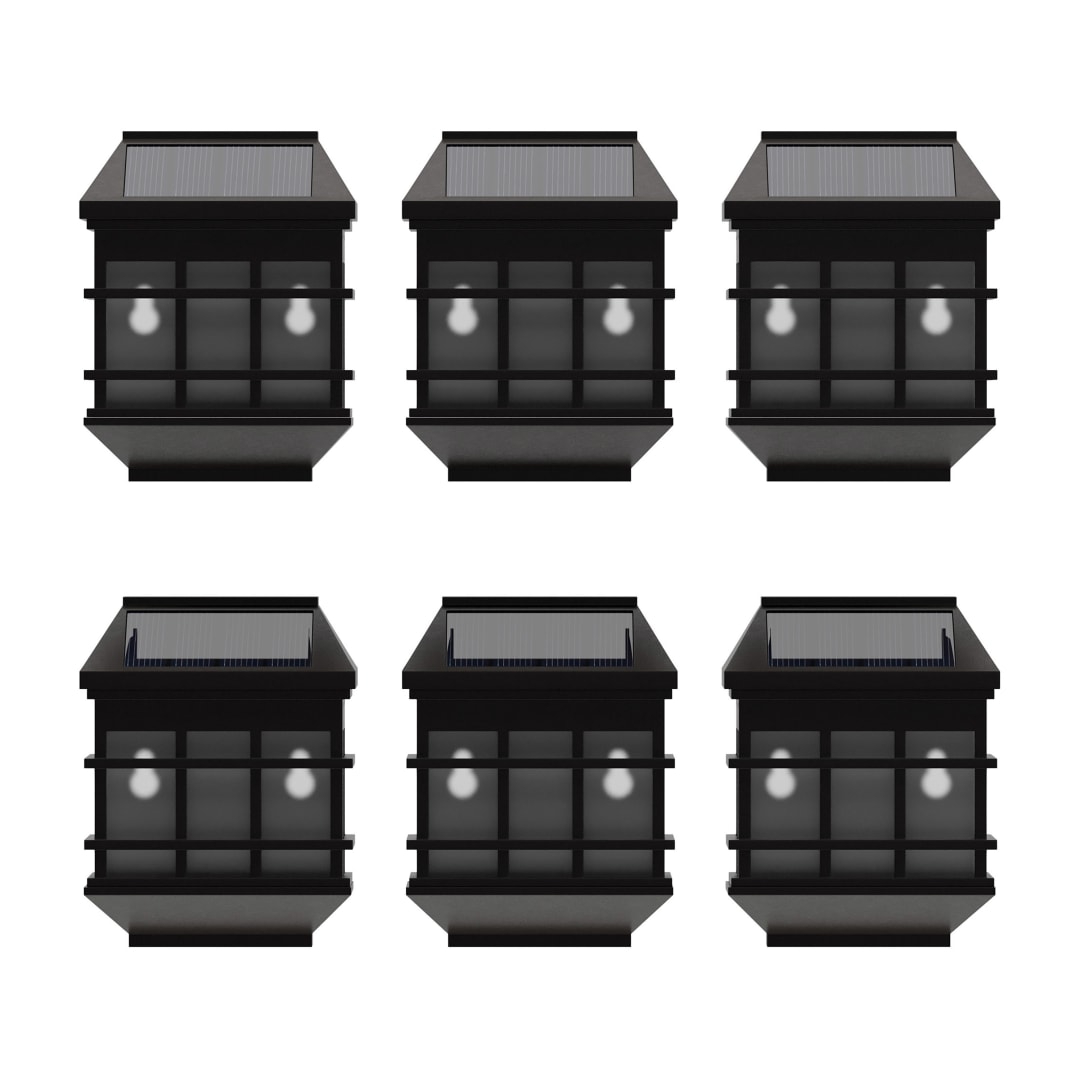 Holder 6 Pack Brown Wall Mount LED Solar Lights - Weather Resistant Brown Decorative Solar Powered Lights - Deck and Fencing Solar Lights