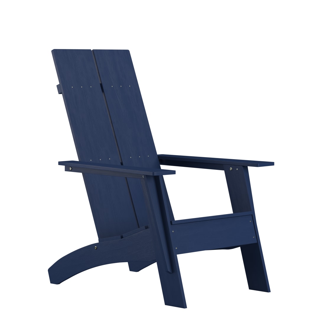 Sawyer Modern Commercial All-Weather Poly Resin Wood Adirondack Chair in Navy