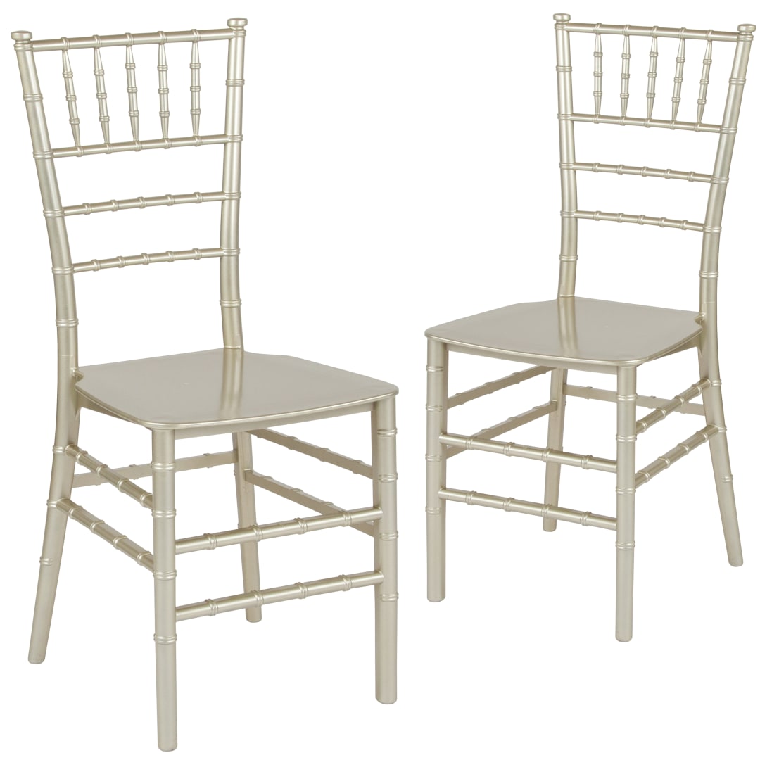 2 Pack HERCULES Series Champagne Resin Stacking Chiavari Chair