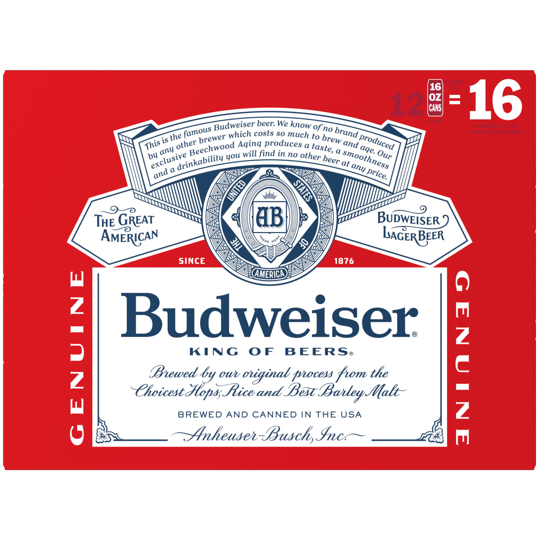 Budweiser American Lager Beer 12 Pack, 16 fl oz Cans
