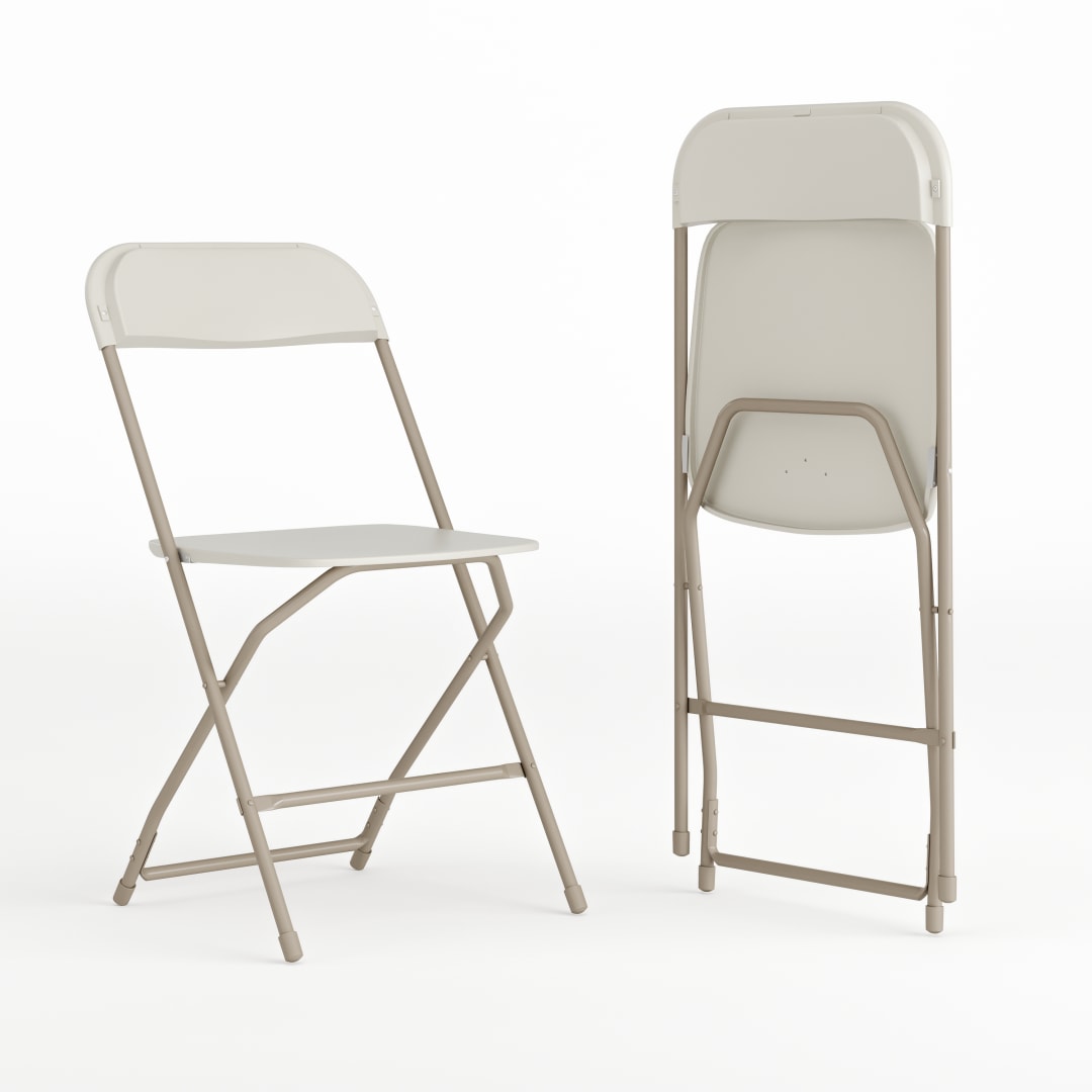 Hercules Series Plastic Folding Chair Beige - 2 Pack 650LB Weight Capacity Comfortable Event Chair-Lightweight Folding Chair