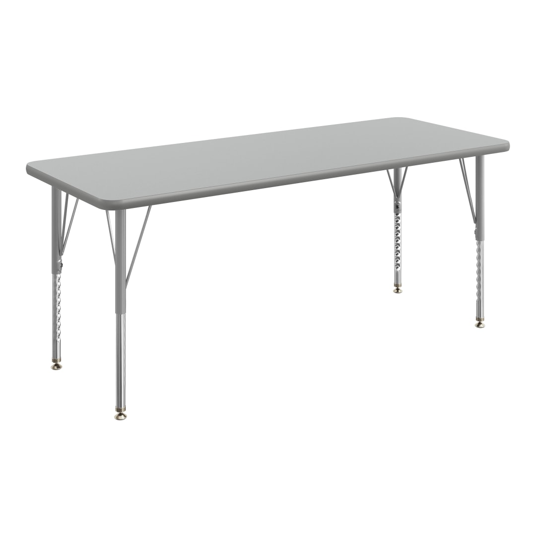 Wren 60" x 24" Adjustable Height Activity Table, Thermal Laminate Top, Short Legs, Gray