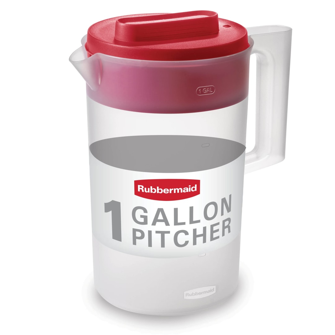 Rubbermaid® Simply Pour Pitcher, Plastic Pitcher with Multifunction Lid, 1 Gal.
