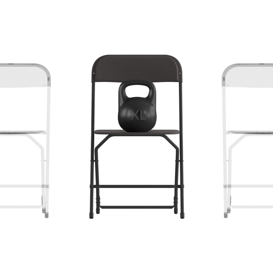 Hercules Big and Tall Commercial Folding Chair - Extra Wide 650LB. Capacity - Durable Plastic - Black