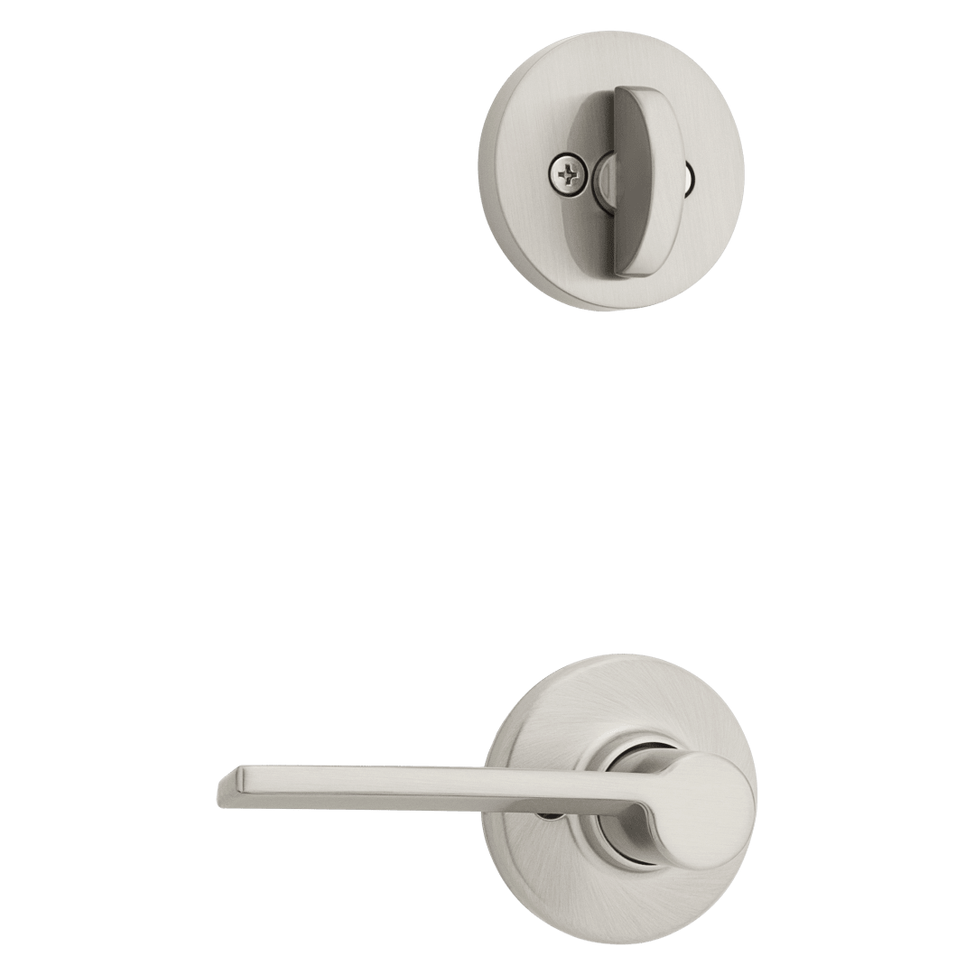 966 Single Cylinder Interior Pack w/ Left Hand Square Rose Ladera Lever Handlesets in Satin Nickel