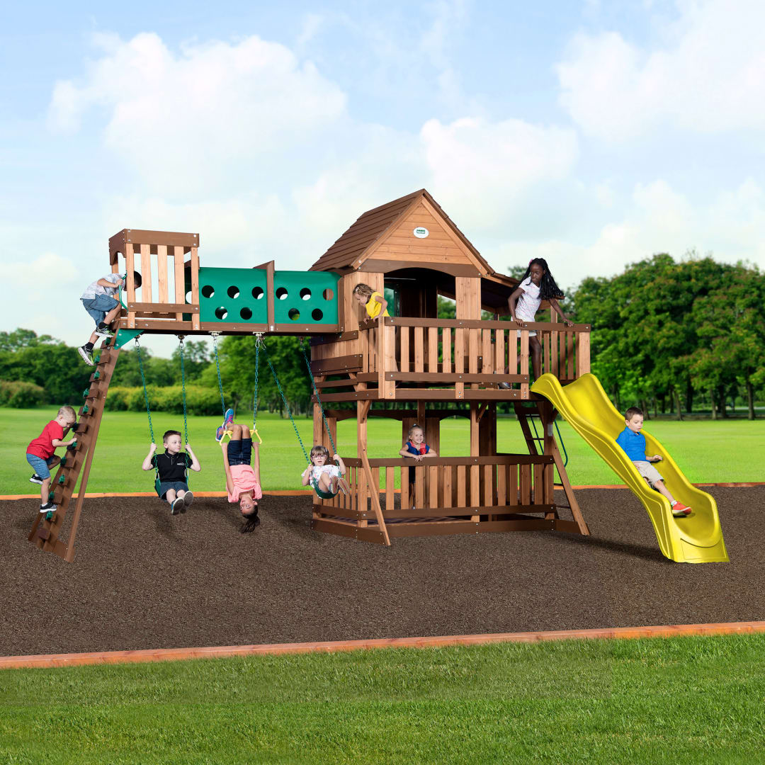 Woodridge Elite Swing Set With Yellow Slide (Timber Retreat/BJ'S)