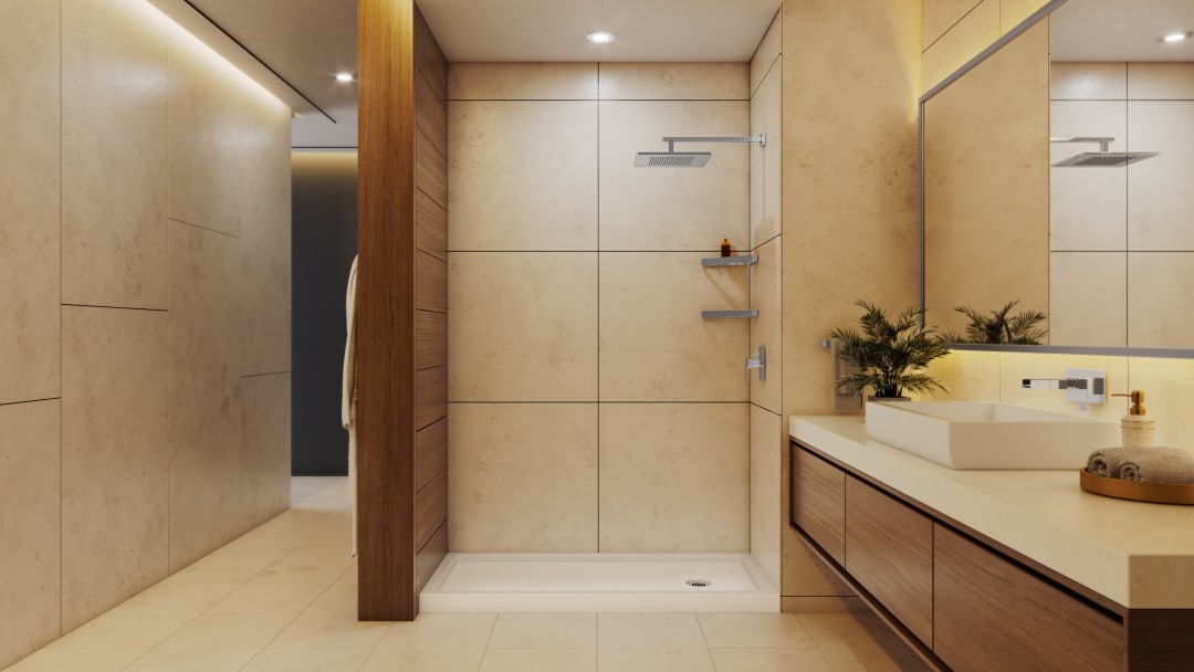 DreamLine SlimLine 32 inch D x 60 inch W x 2 3/4 inch H Single Threshold Biscuit Alcove Shower Base with 2 inch Chrome Right Round Drain