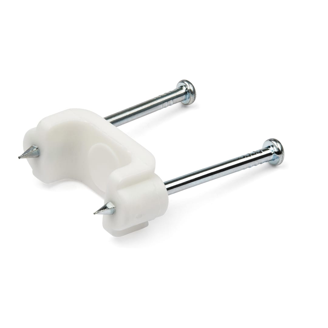 100 Pack of Double Nail Mounted Cable Clip- Medium