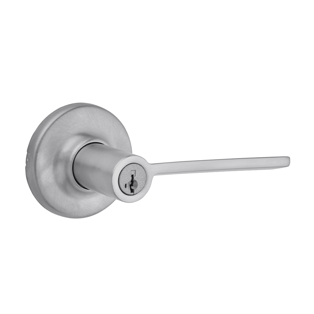 Ladera Keyed Entry Lever featuring SmartKey Security™ in Satin Chrome