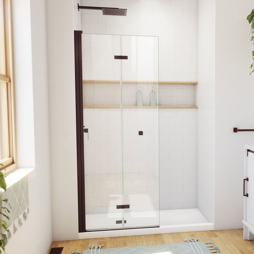 DreamLine Aqua-Q Fold 29 1/2 inch W x 72 inch H Frameless Bi-fold Shower Door in Oil Rubbed Bronze