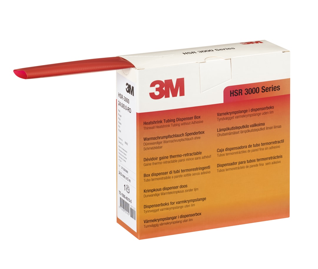 3M™ HSR-3000 Teplom zmršťujúce sa trubice 24,0/8,0 mm, červené, zásobník