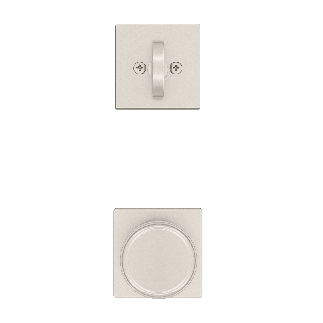 Single Cylinder Interior Pack w/ Square Rose Maven Knob for Weiser Handlesets in Satin Nickel