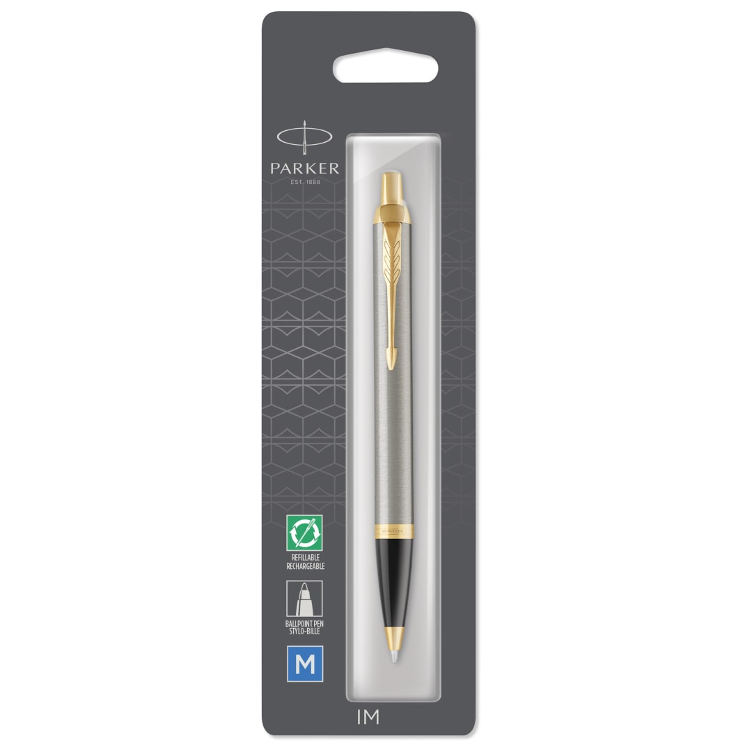 Parker IM Bolígrafo | Metal cepillado | Punta mediana Recambio de tinta azul