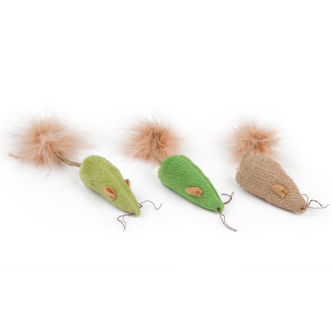 Petlinks 3 Blind Mice (Set of 3) Plush Mice and Feather Catnip Cat Toys