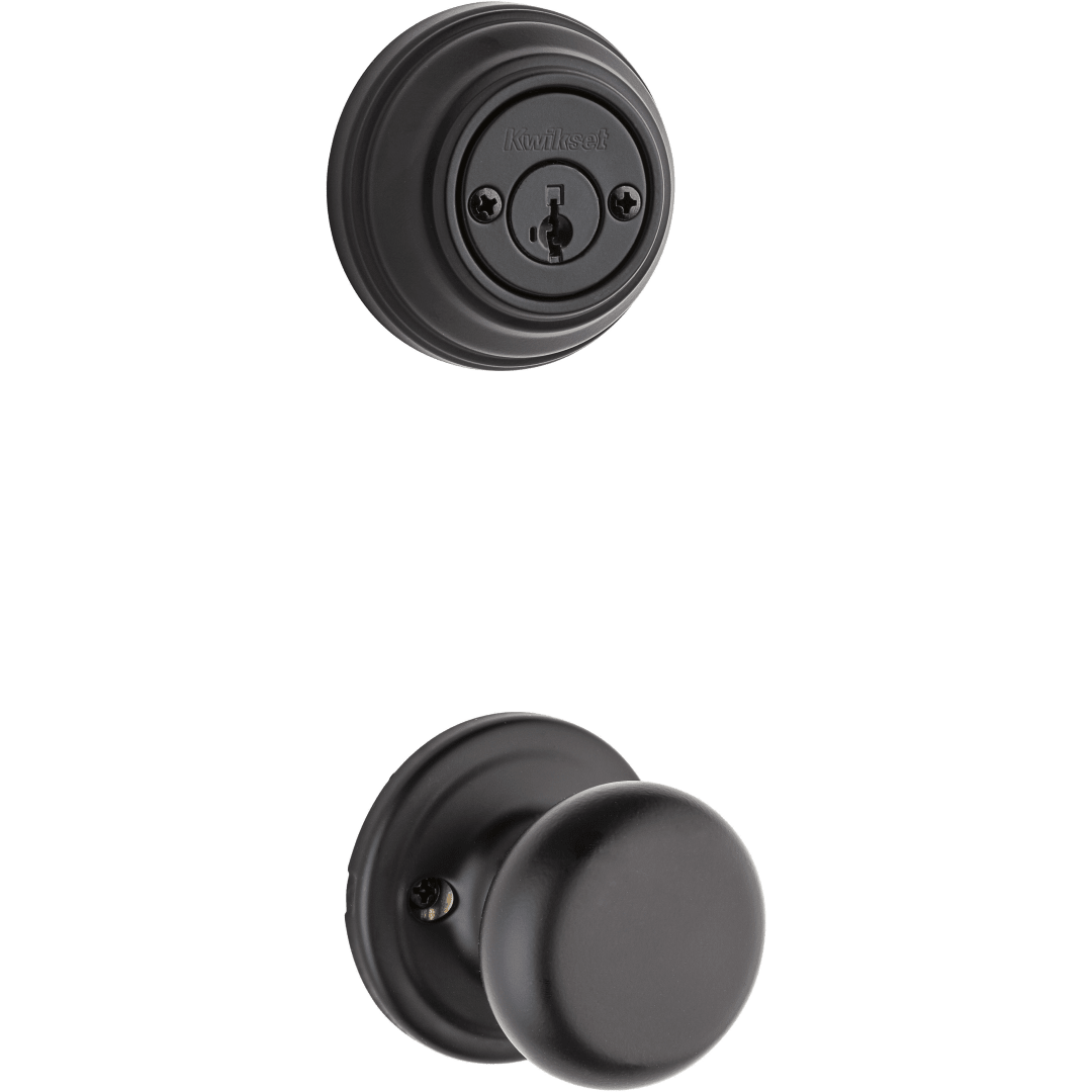 966 Double Cylinder Interior Pack w/Hancock Knob featuring SmartKey Security™ for Signature Series Handlesets in Matte Black