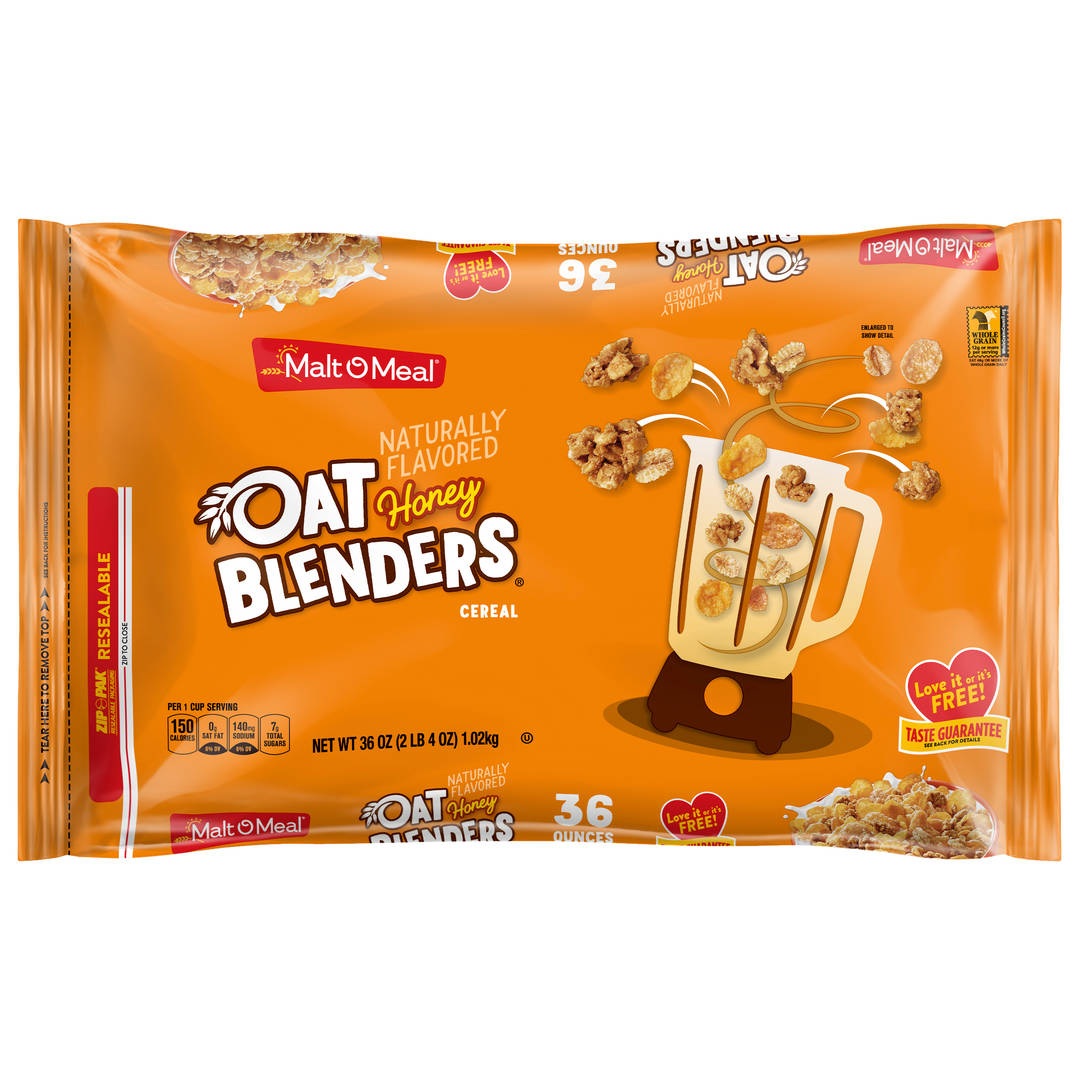 Malt-O-Meal Oat Blenders Honey Cereal, Honey Flavored Breakfast Cereal, 36 OZ Bag