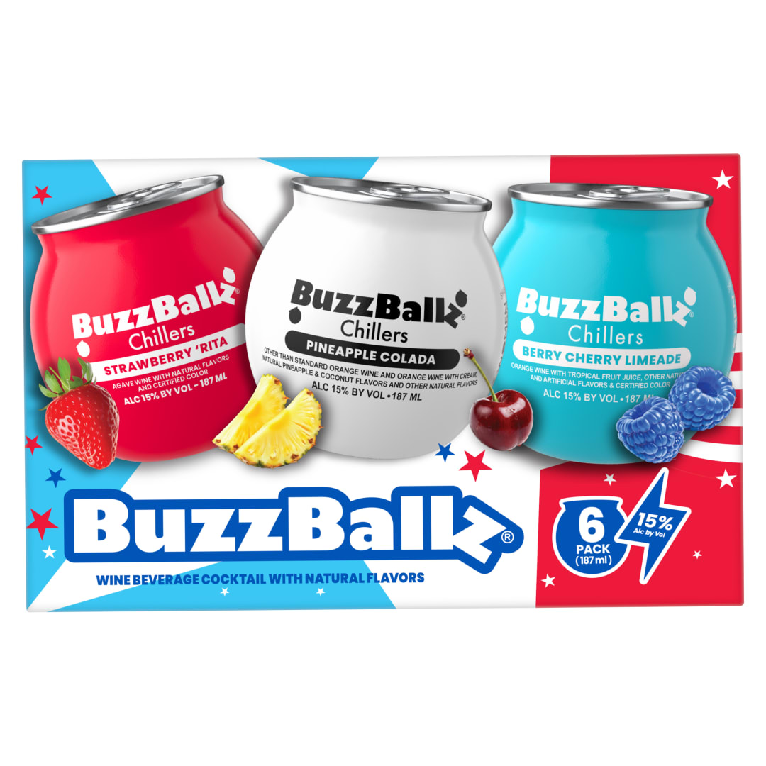 BuzzBallz Americana Wine Cocktails 6 Pack 187ml Shot Cups 30 Proof