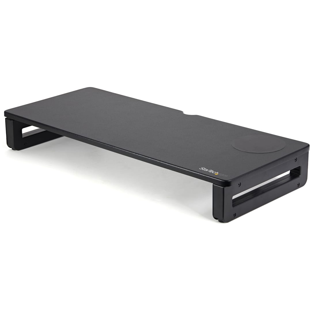 Monitor riser with integrated Qi charging pad
