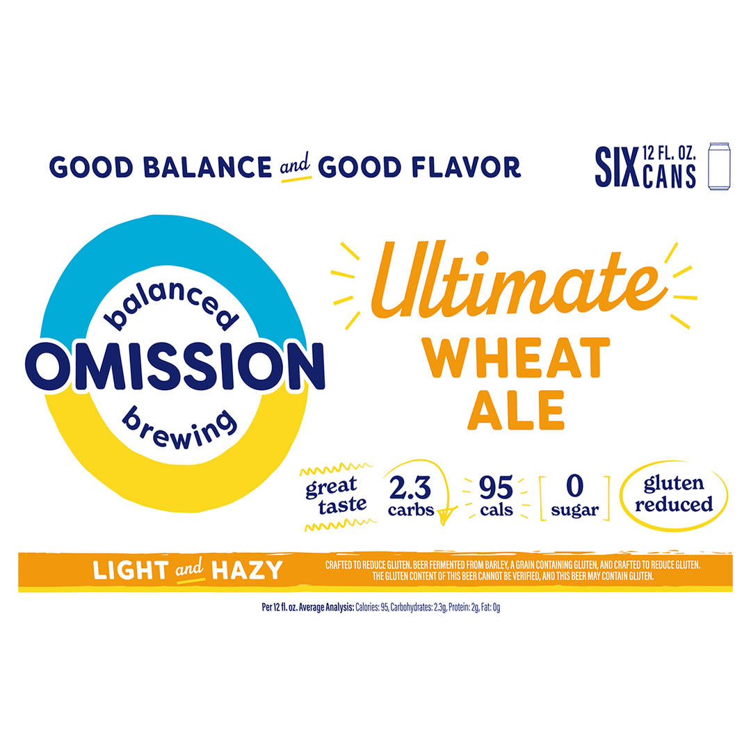 OMISSION BALANCED BREWING ULTIMATE WHEAT ALE, 12 FL. OZ. CANS, 4.6% ABV