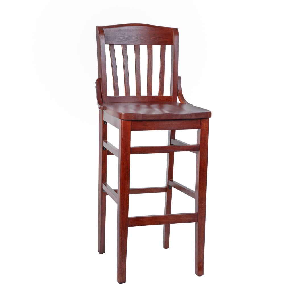 HERCULES Series School House Back Mahogany Wood Restaurant Barstool