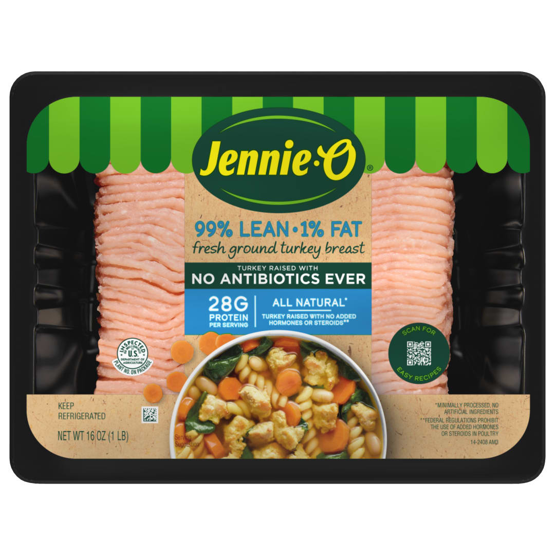 JENNIE-O Ground Turkey Breast 99% Lean/1% Fat Raised no Antibiotics 1 lb tray