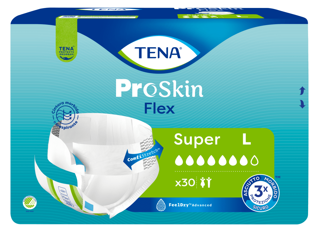 TENA ProSkin Flex Super – Belted Incontinence Briefs for Heavy Leakage with Adjustable COMFIStretch™ Belt, Easy-Fastening System &amp; Triple Skin Protection - Large, Pack of 30