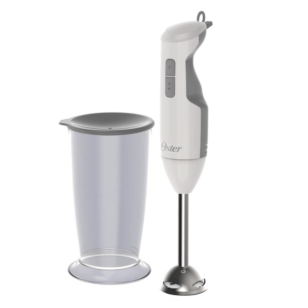 Batidora de inmersión Oster® blanca, con función turbo y eje de acero inoxidable