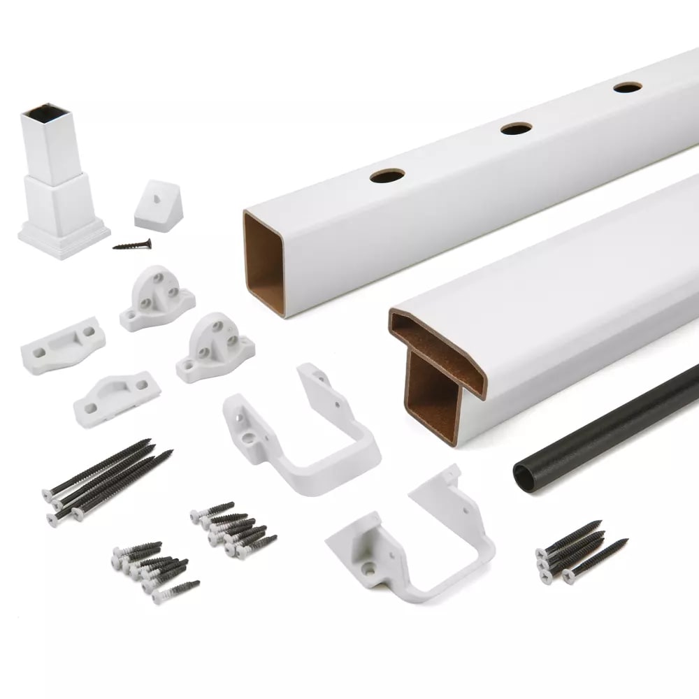 6-ft x 36-in Select® Stair T-Rail Kit with Round Aluminum Balusters - Classic White