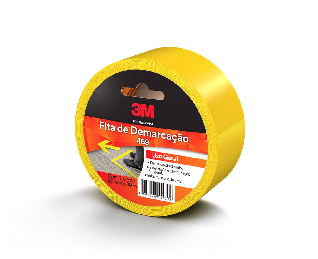 Fita de Demarcação Uso Geral 3M™ 469 – Amarela, 50 mm x 30 m