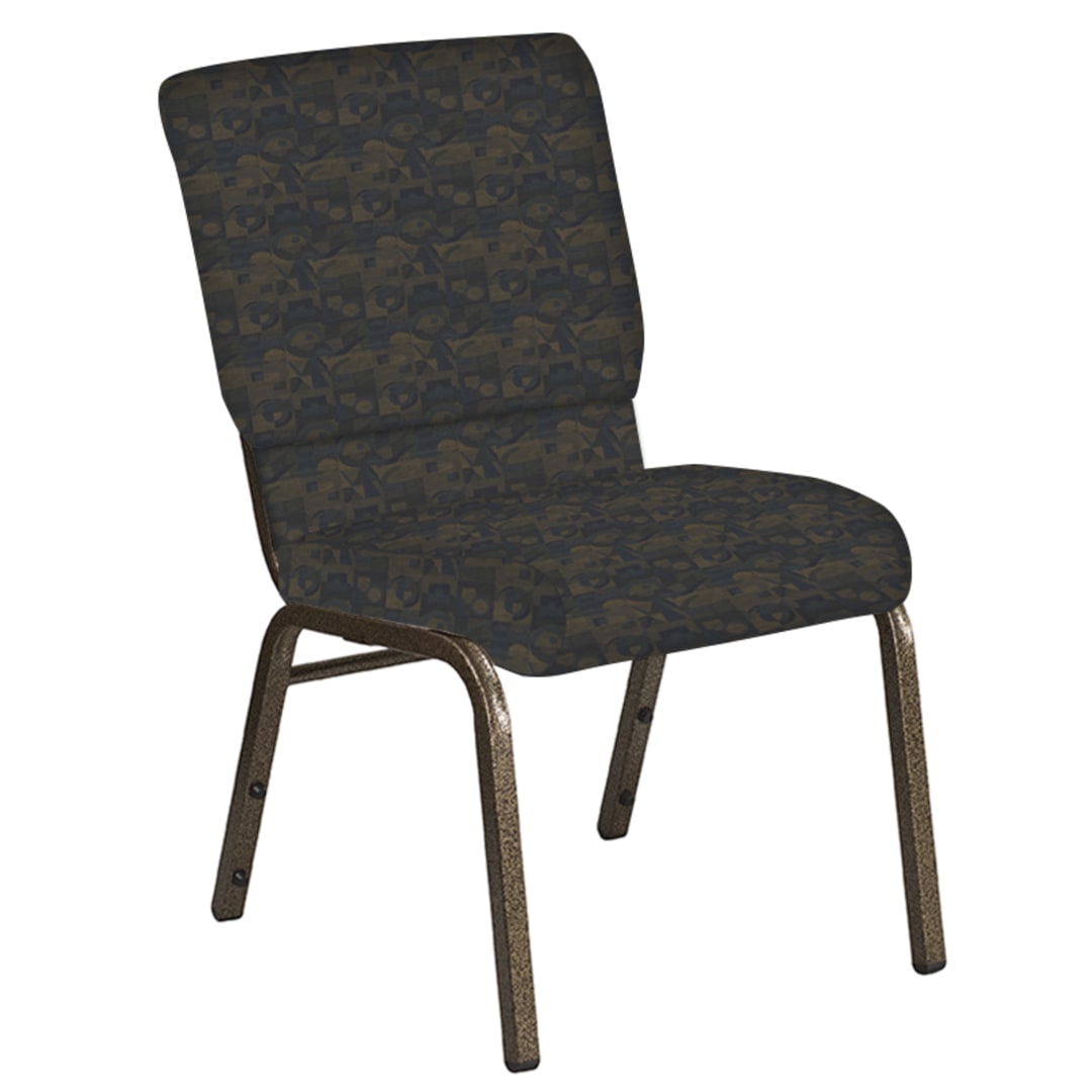 Embroidered 18.5''W Church Chair in Perplex Cobalt Fabric - Gold Vein Frame