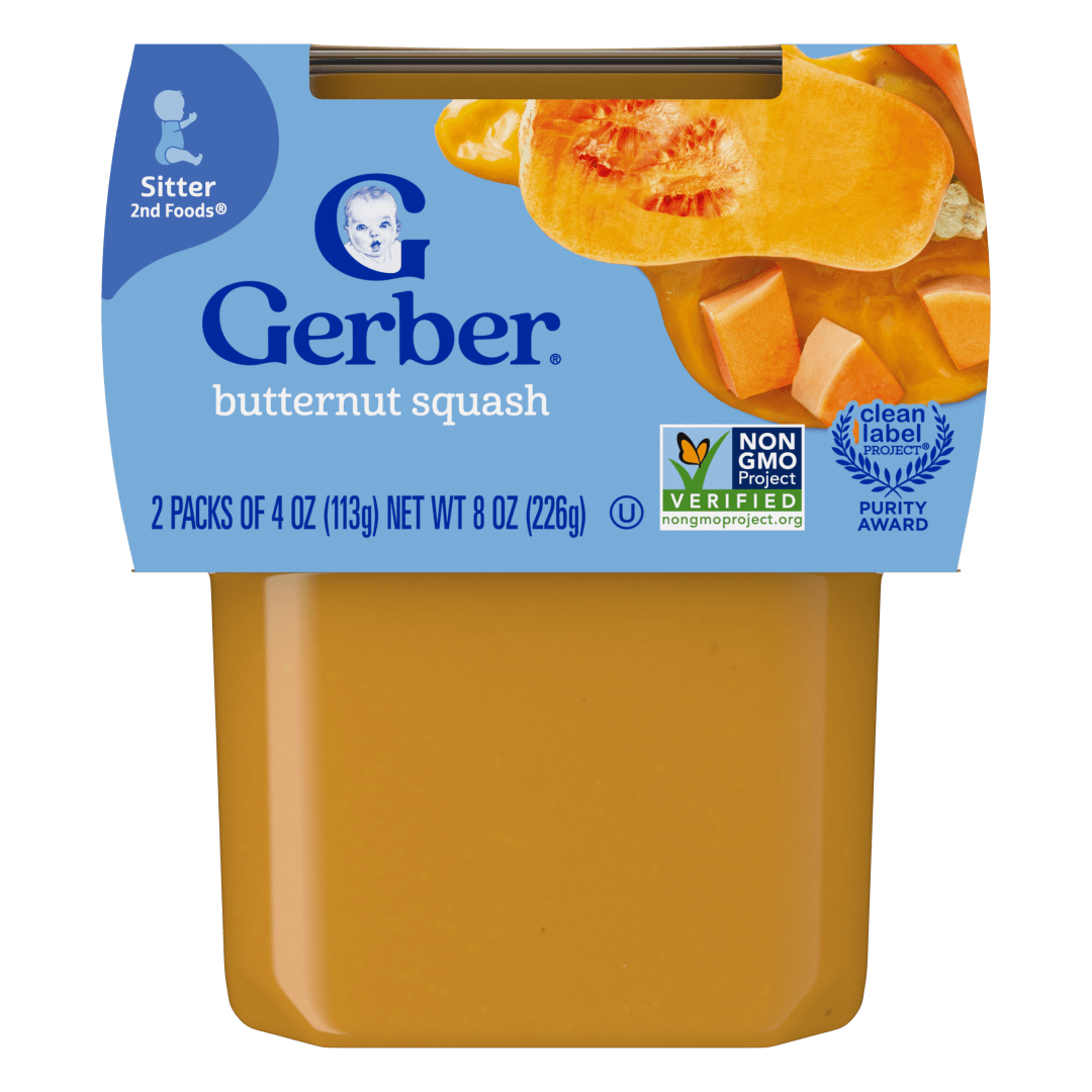 Gerber Stage 2 Baby Food, Butternut Squash Puree Tubs, Baby Puree 2PK