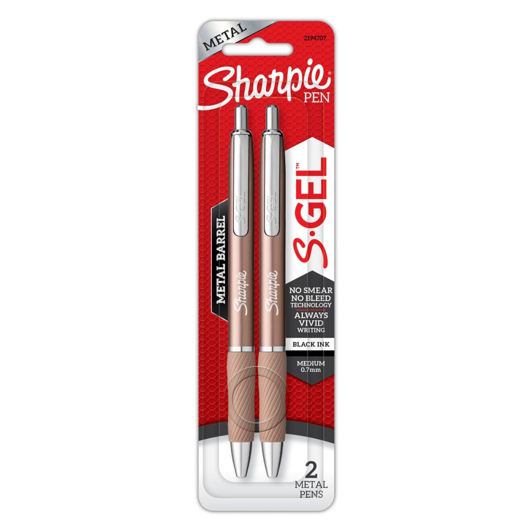Sharpie® S-Gel, Metal Barrel, Medium Point (0.7mm), 2-Pack