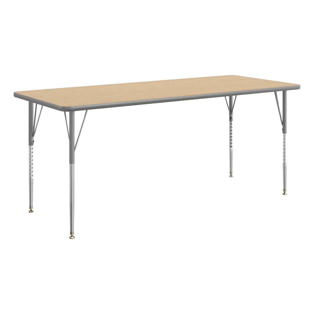 Wren 72" x 30" Adjustable Height Activity Table, Thermal Laminate Top, Standard Legs, Light Natural