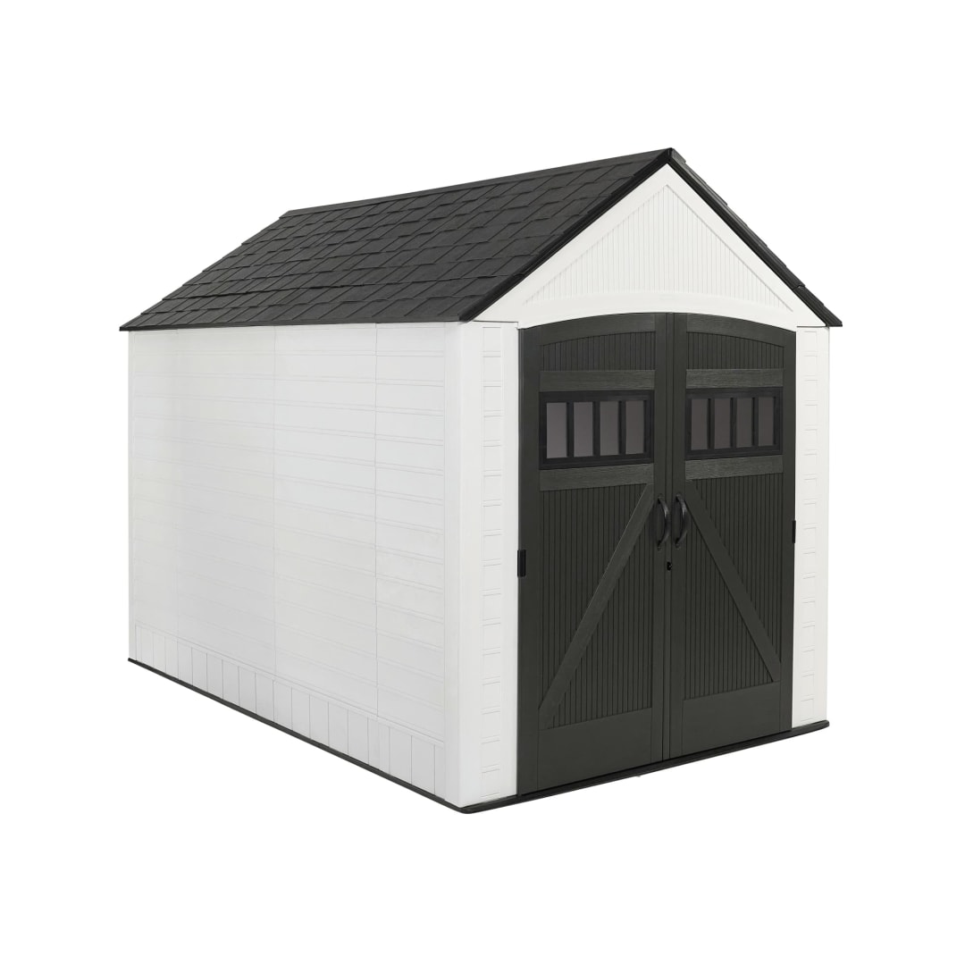 Rubbermaid Roughneck 7'x10'5" Storage Shed, White/Charcoal