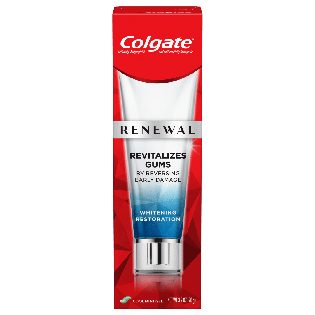 Colgate Renewal Gum Toothpaste, Whitening Restoration - Cool Mint Gel Formula (3.2 ounce, Pack of 4)