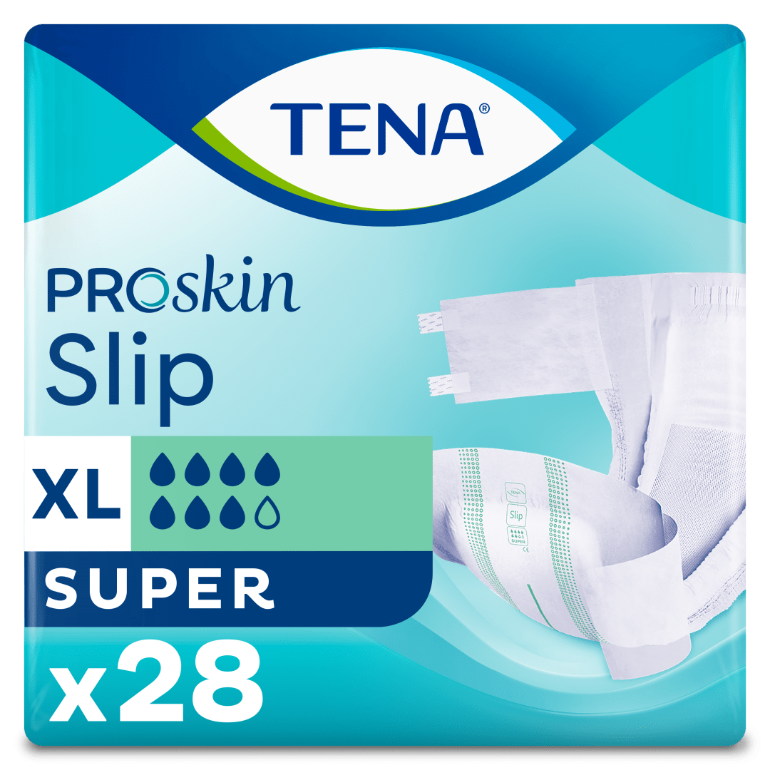 TENA ProSkin Slip Super – All-in-One Incontinence Briefs for Heavy Leakage, Adjustable Tabs, &amp; Dermatologically Tested - X-Large, Pack of 30