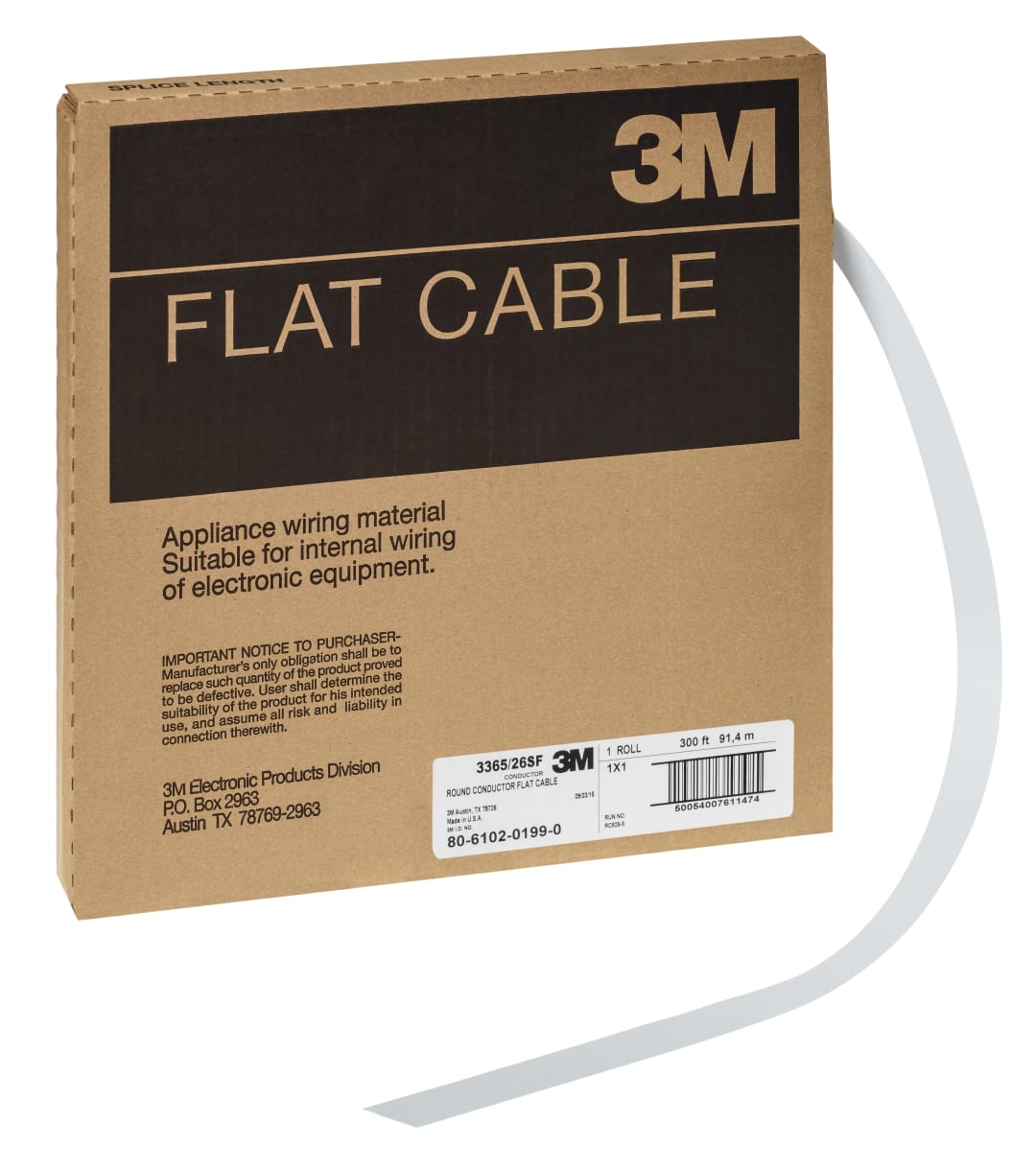 3M™ 3365/26 SF, Flachbandkabel, 26-polig, 3365 Serie, Litzenleiter, 1,27 mm, Grau, 90,5 m/Rolle