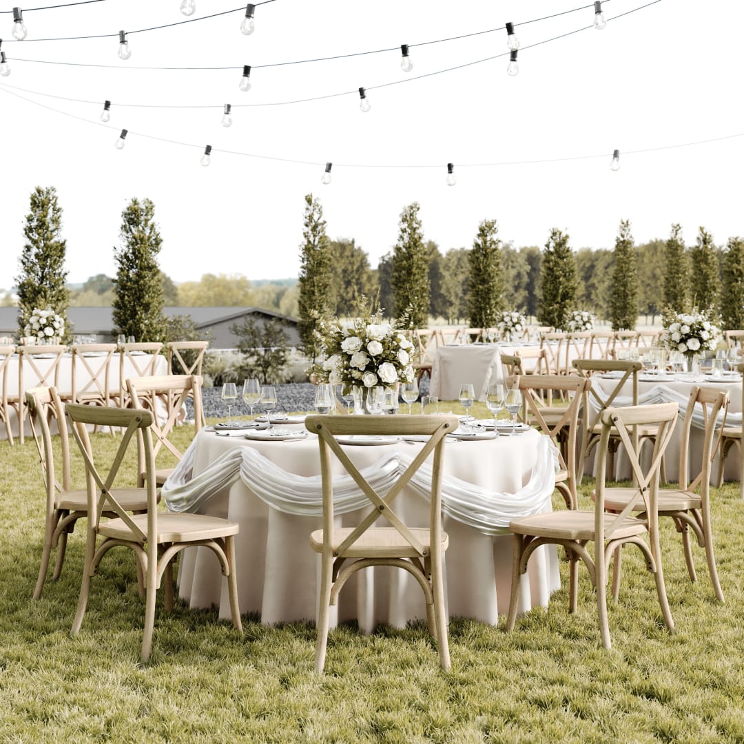 HERCULES Commercial Light Oak Indoor/Outdoor Wood Look Stackable Resin Cross Back Chair