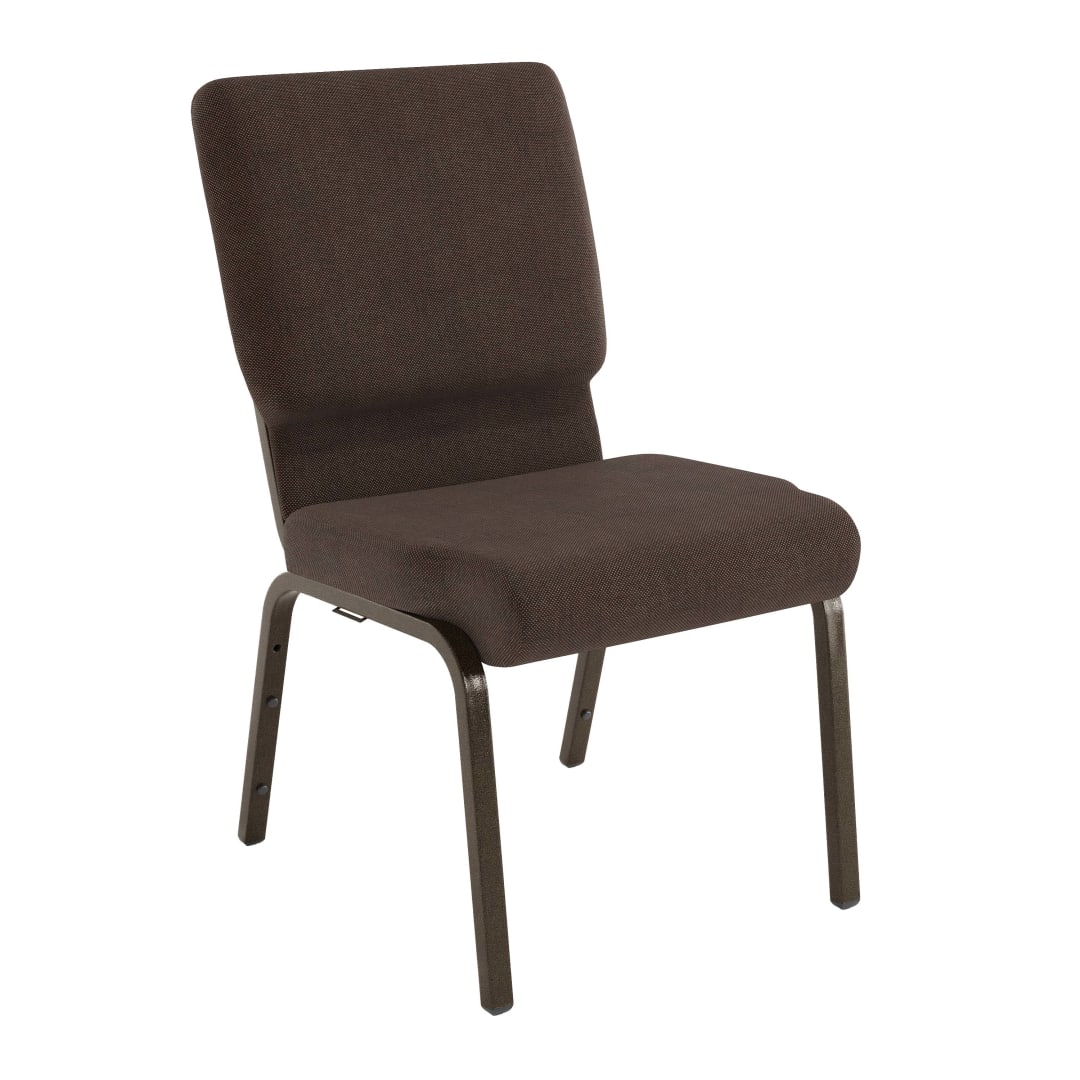 20 Pack HERCULES Series 18.5''W Stacking Church Chair in Brown Fabric - Gold Vein Frame