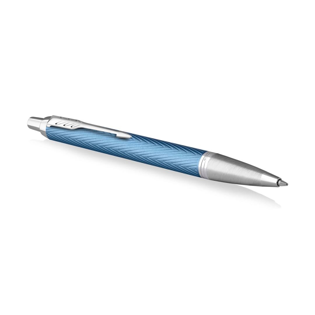 Parker IM Ballpoint Pen | Premium Blue Grey with Chrome Trim | Medium Point with Blue Ink Refill | Gift Box