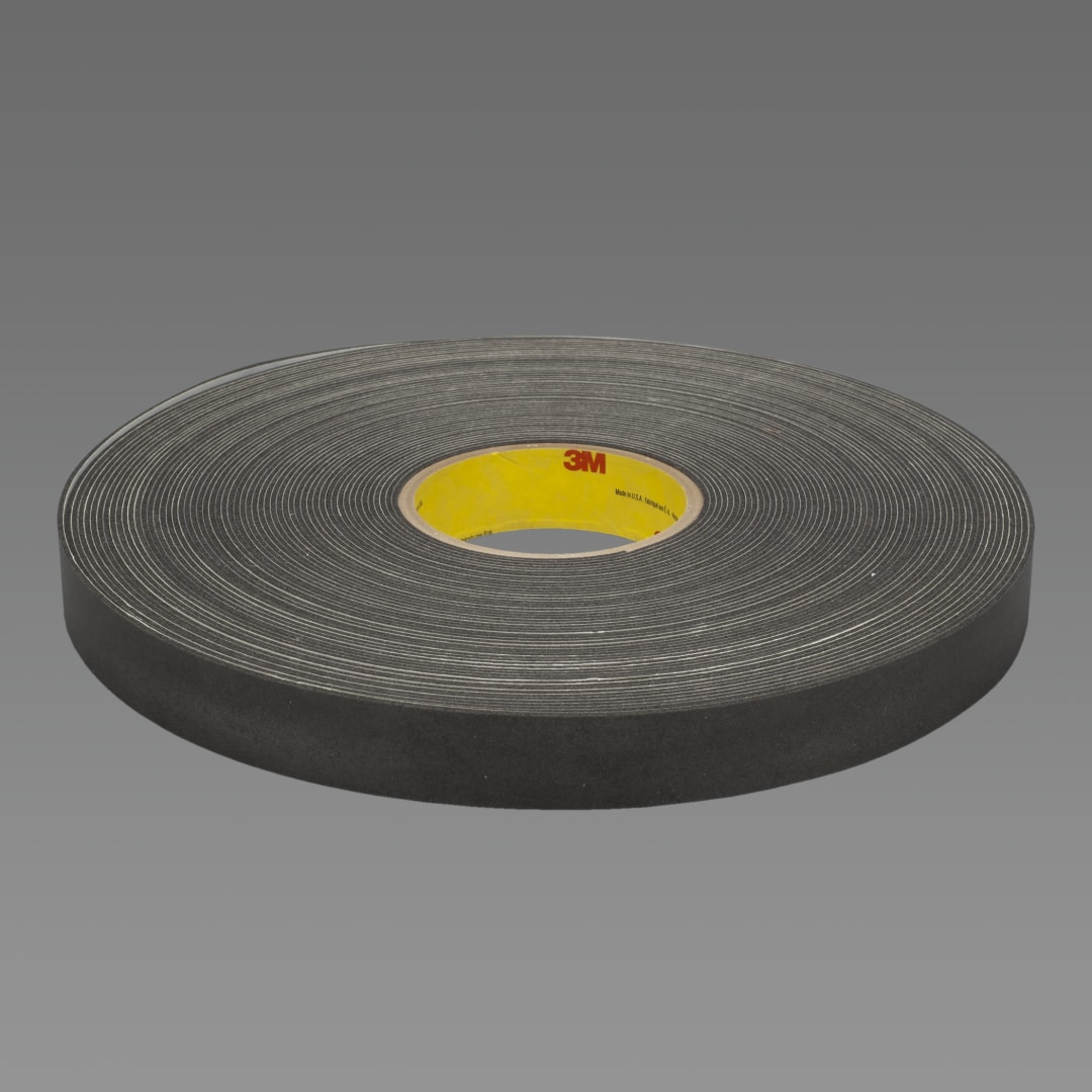 3M™ Vinil Köpük Bant 4508 Siyah, 1/2 in x 36 yd, kutu başına 18 adet