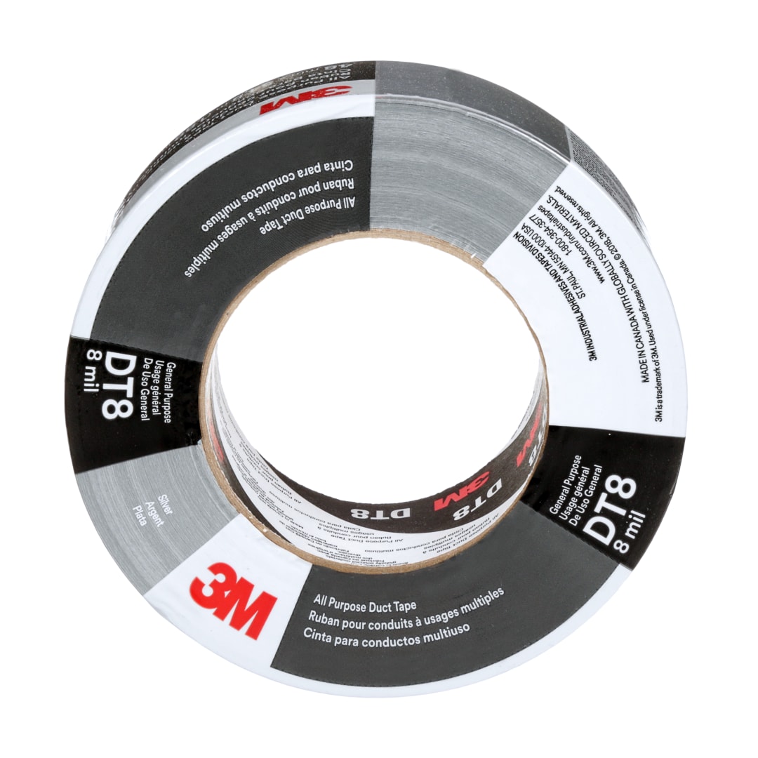 3M™ páska pre všeobecné použitie Duct Tape DT8, strieborná, 48 mm x 22,9 m, hrúbka 0,2 mm, 24 rolí v kartóne, individuálne balená