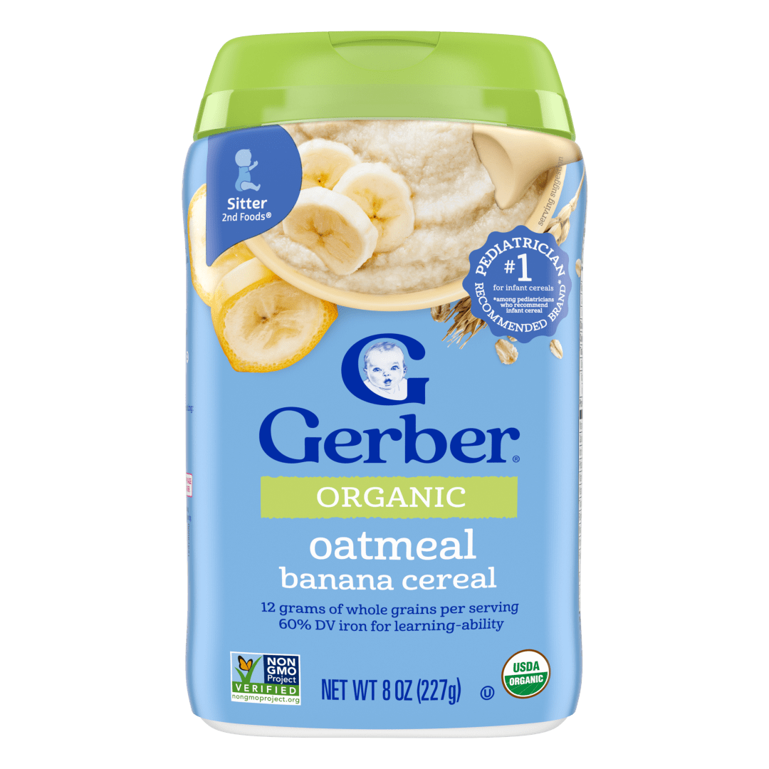 Gerber Stage 2 Baby Food, Organic Oatmeal Banana Cereal, Baby Cereal