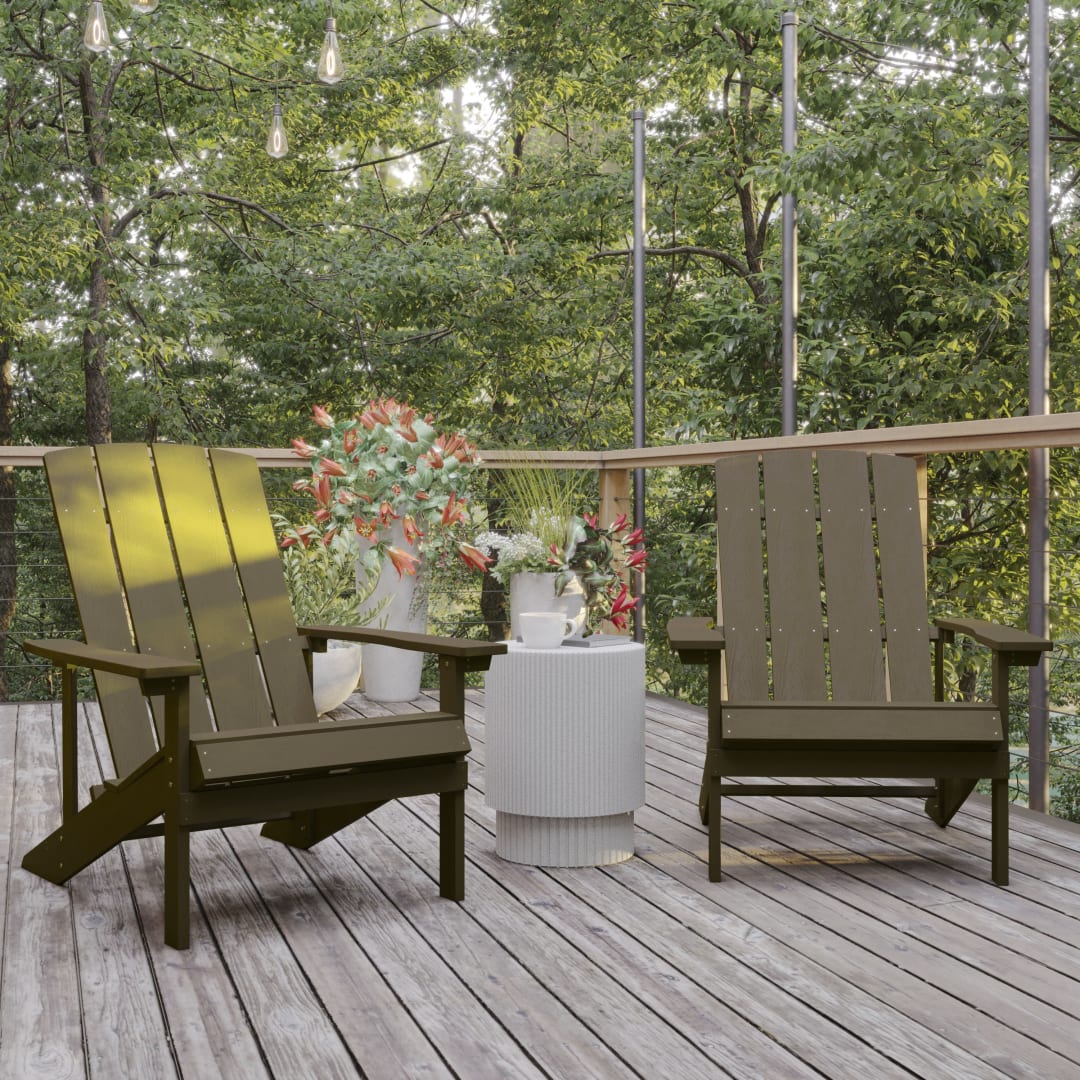 Charlestown Poly Resin Adirondack Chair - Mahogany - All Weather - Indoor/Outdoor - Set of 2
